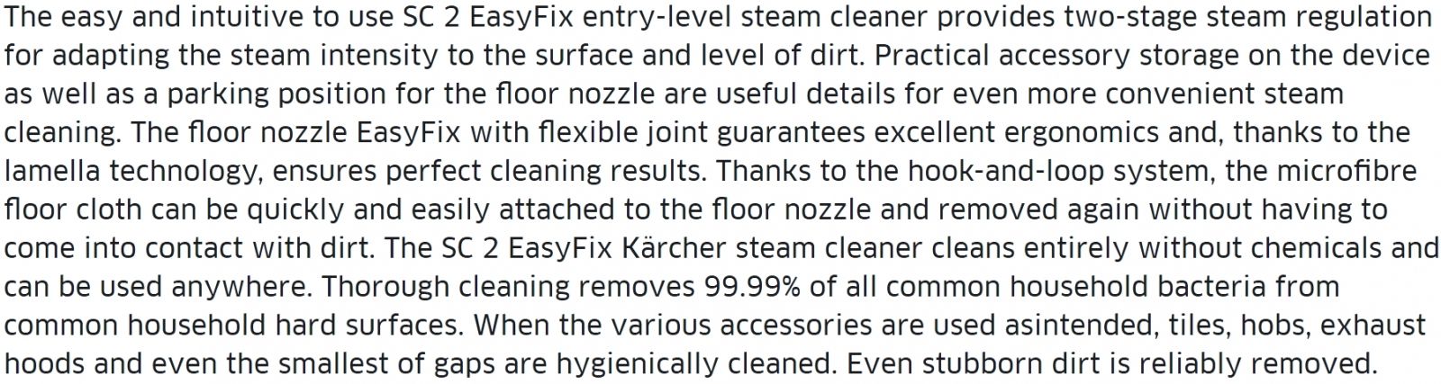 מכונת ניקוי בקיטור קיטורית קרשר KARCHER SC 2 EASYFIX TEXT